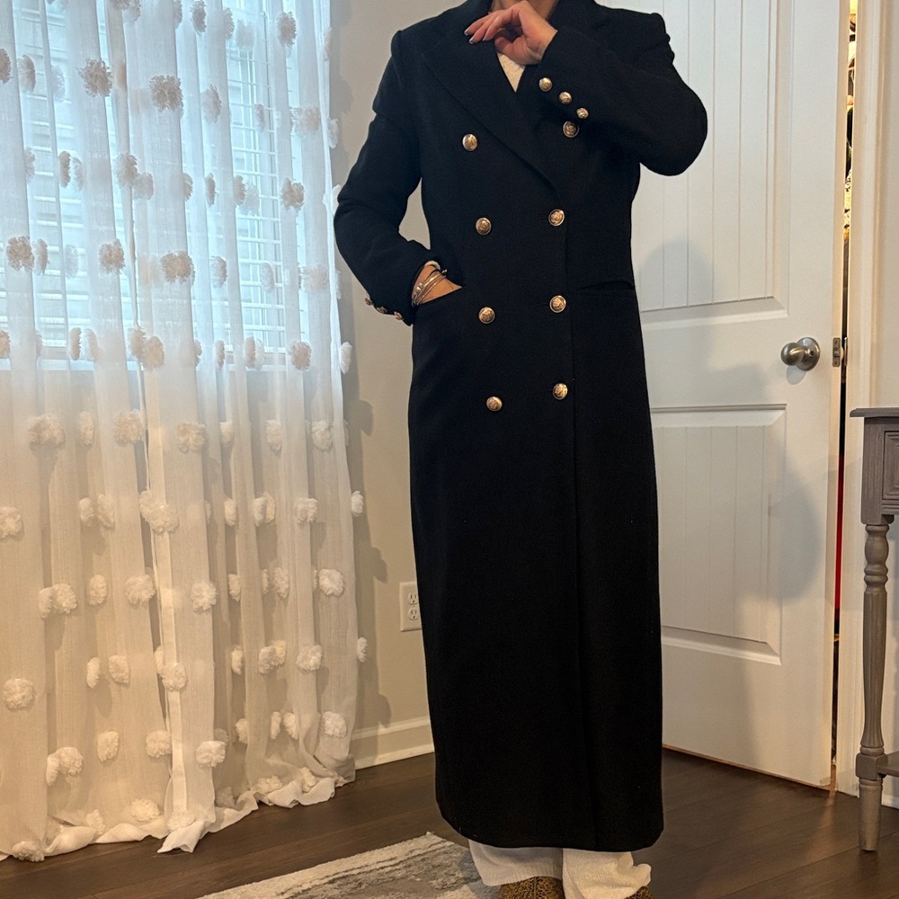 Lioness Black Long Coat with Gold Buttons - Picture 7 of 7